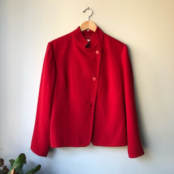 Neiman Marcus Jackets & Blazers - Neiman Marcus Exclusive Mandarin Collar Red Blazer